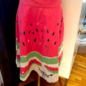 Anthropologie watermelon skirt. Size 6, Medium. NWT vintage, cotton. Soft Beauty